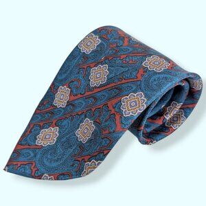 Vintage Rossetti 100% Silk Blue Pattern Tie